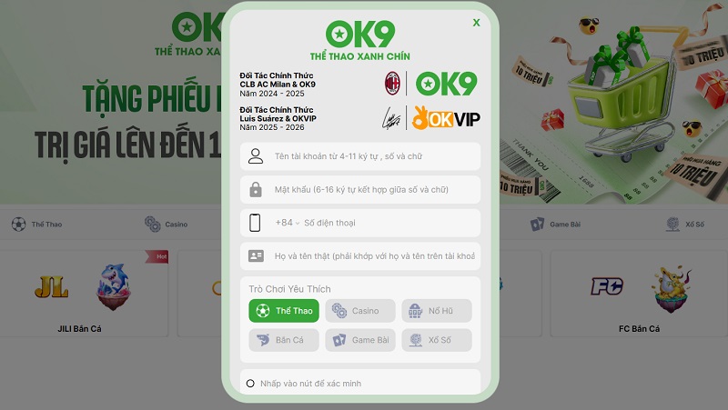 Hướng Dẫn Đăng Ký Tài Khoản OK9 Chơi Bắn Cá Nhanh Nhất