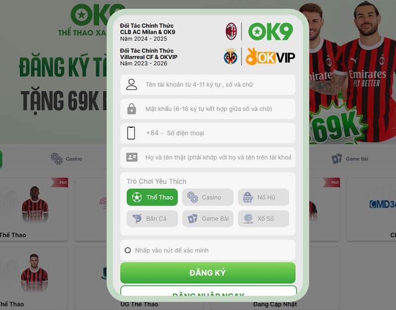 Hướng Dẫn Đăng Ký Và Tham Gia Sảnh Thể Thao OK9