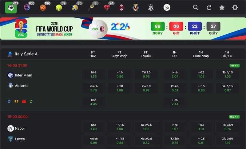 Tại Sao Nên Chọn Kèo Bóng Đá Ý Tại OK9?